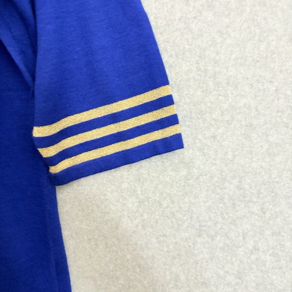 Quacker Factory Womens 1X Blue‎ Gold Metallic Beaded Anchor Sweater Nautical Art - Picture 5 of 7